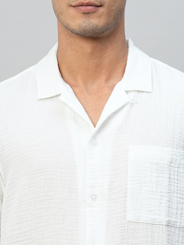 Men's White Cotton Regular Fit Shirt