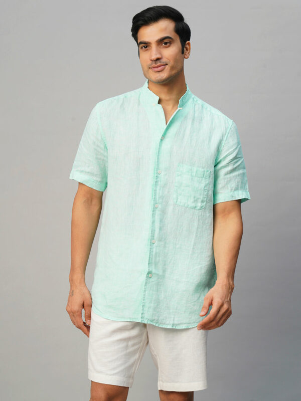 Men's White 100% Linen Regular Fit Shirt