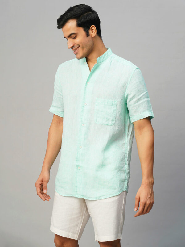 Men's White 100% Linen Regular Fit Shirt