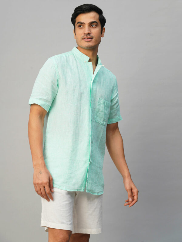 Men's White 100% Linen Regular Fit Shirt