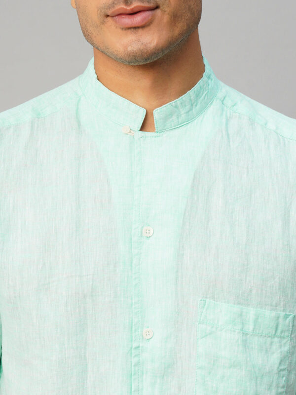 Men's White 100% Linen Regular Fit Shirt