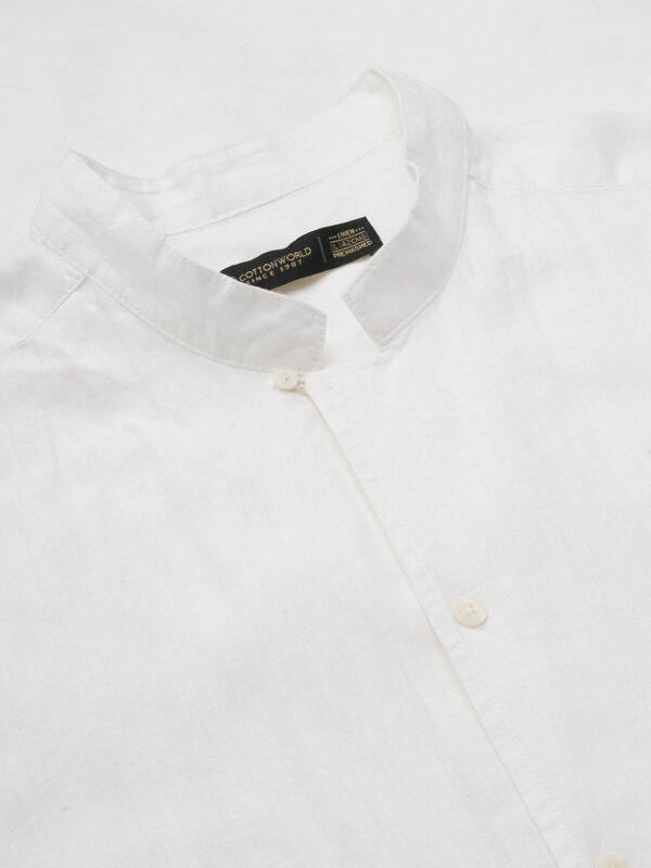 Men's White 100% Linen Regular Fit Shirt