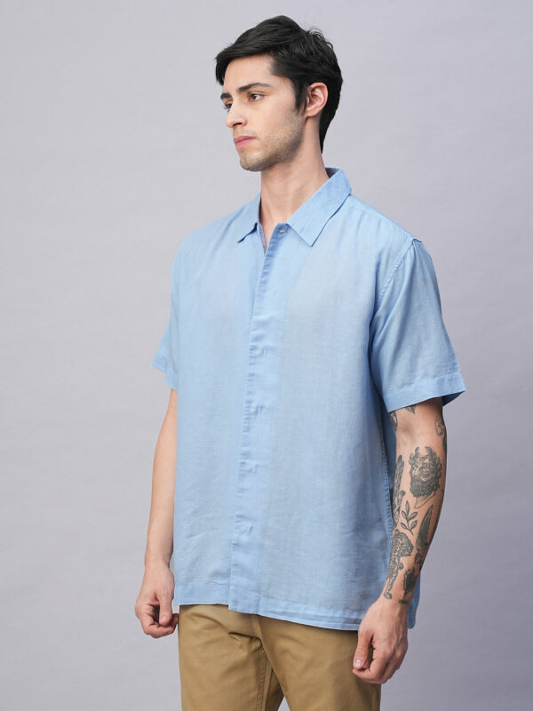 Men's Sky Cotton Linen Regular Fit Summer Shirt