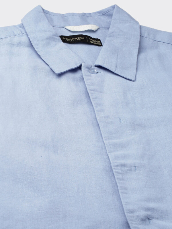 Men's Sky Cotton Linen Regular Fit Summer Shirt