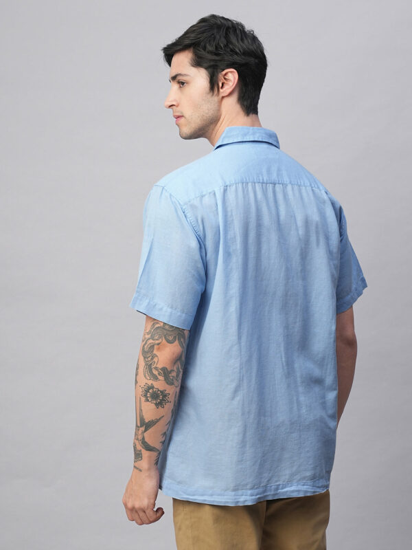 Men's Sky Cotton Linen Regular Fit Summer Shirt
