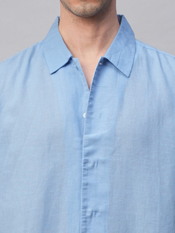 Men's Sky Cotton Linen Regular Fit Summer Shirt