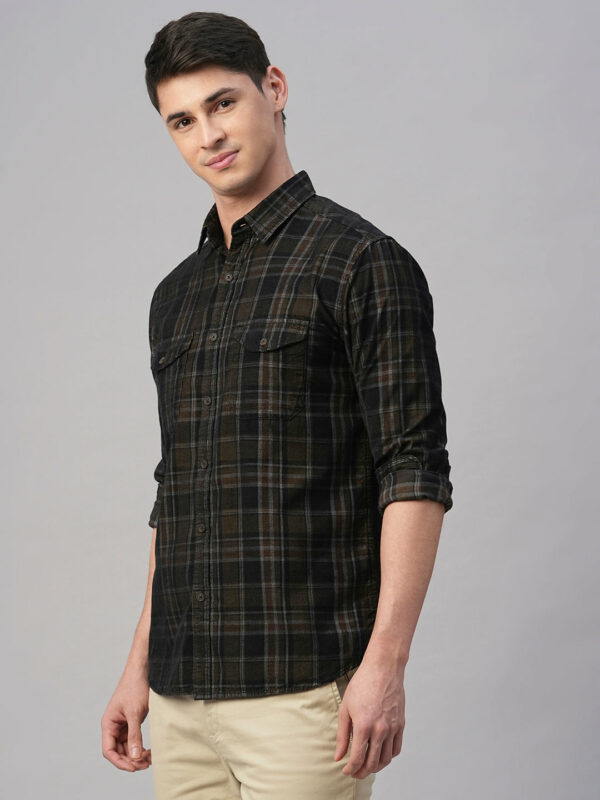 Men's Corduroy Black 100% Cotton Regular Fit Shirt