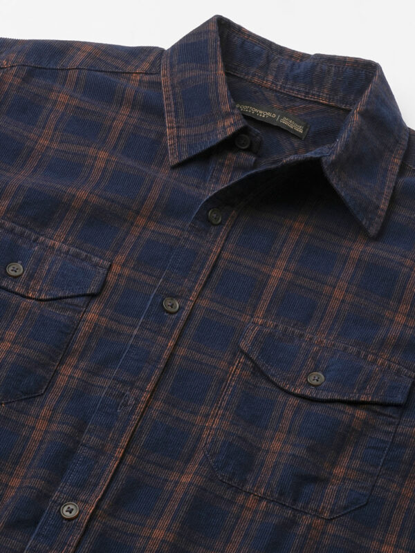 Men's Blue Cotton Regular Fit Checked Shirt