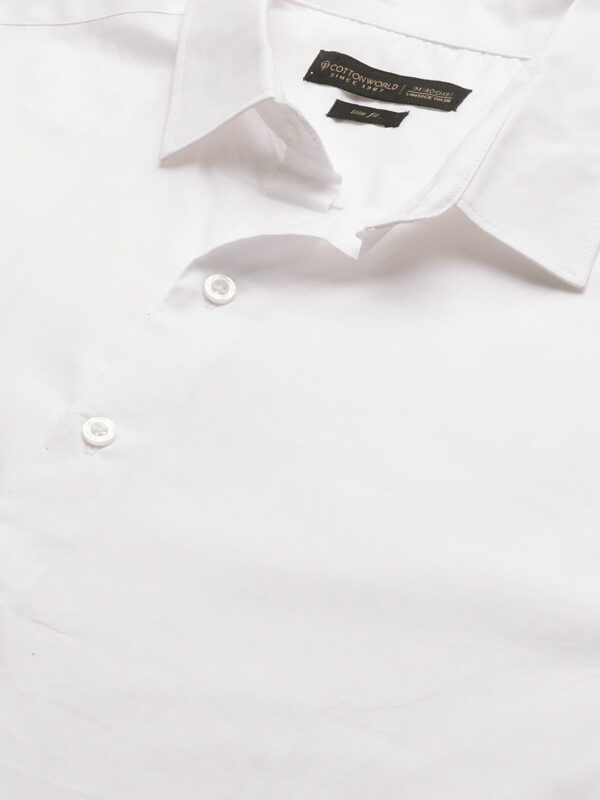 Men's White Cotton Slim Fit shirt