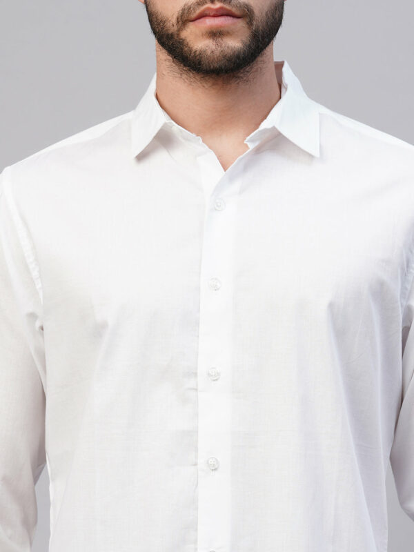 Men's White Cotton Slim Fit shirt