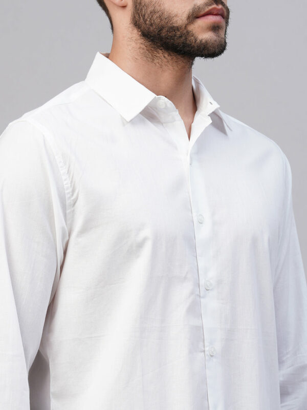 Men's White Cotton Slim Fit shirt