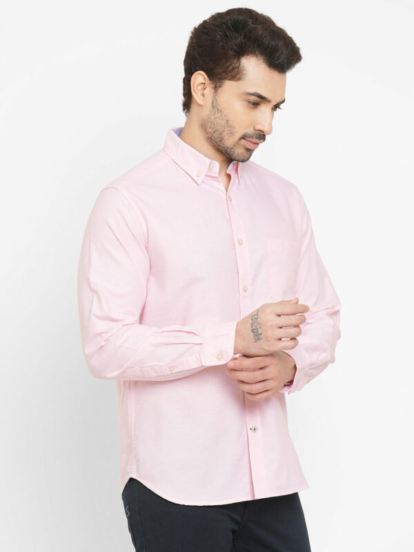 Men's Oxford Pink Cotton Regular Fit Shirt