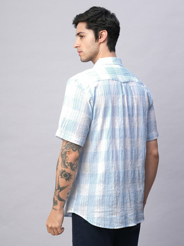 Men's Blue Cotton Lycra Regular Fit Shirt