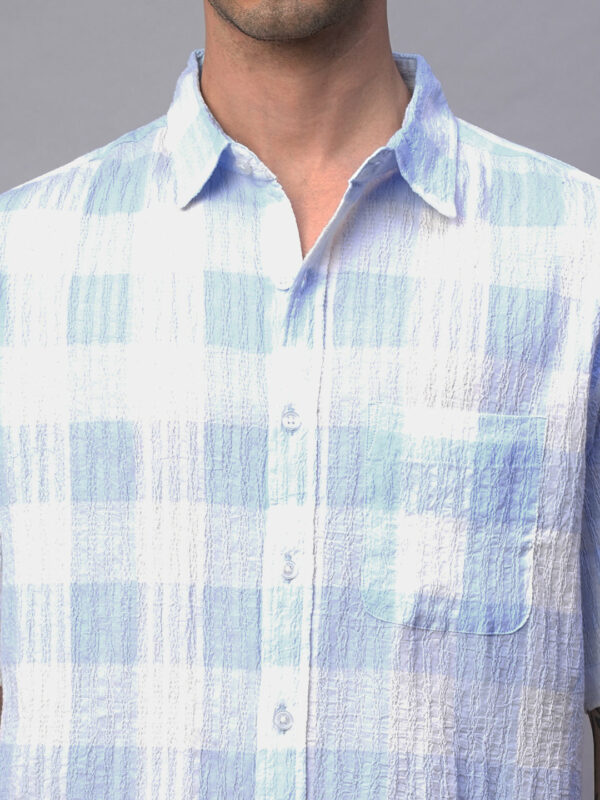 Men's Blue Cotton Lycra Regular Fit Shirt
