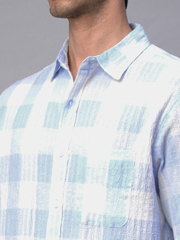 Men's Blue Cotton Lycra Regular Fit Shirt