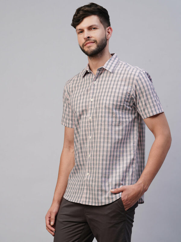 Men's Pink Cotton Regular Fit Checked Shirt
