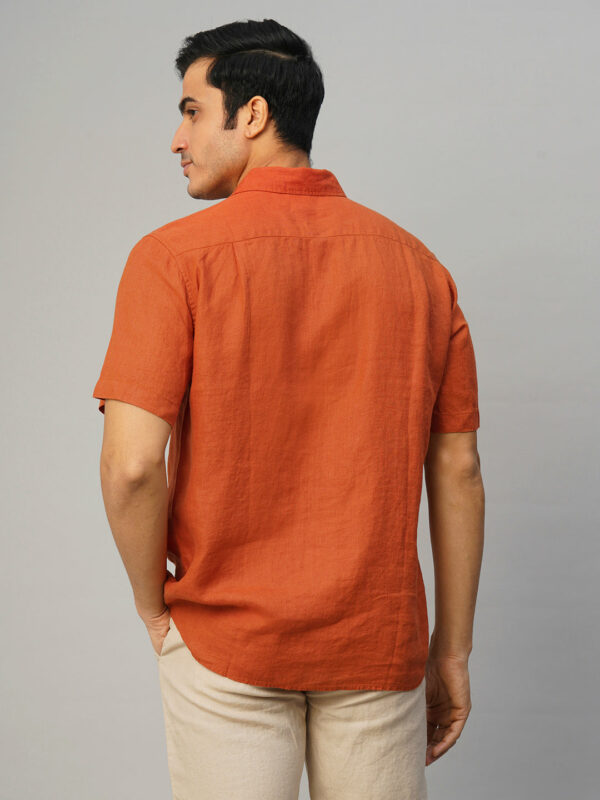 Men's Dark Blue 100% Linen Regular Fit Long Sleeved Shirt