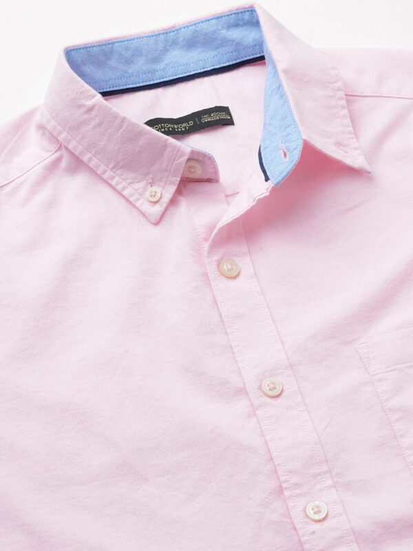 Men's Pink Oxford Cotton Regular Fit Shirt