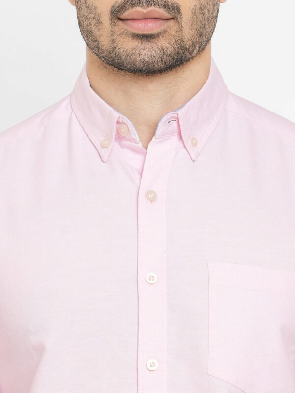 Men's Pink Oxford Cotton Regular Fit Shirt