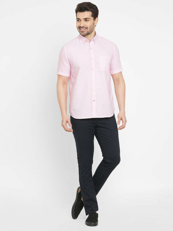 Men's Pink Oxford Cotton Regular Fit Shirt