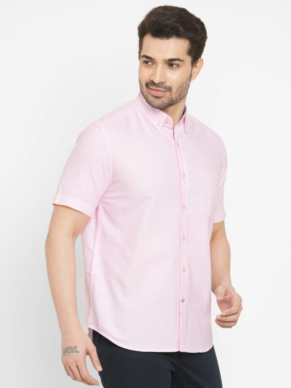 Men's Pink Oxford Cotton Regular Fit Shirt
