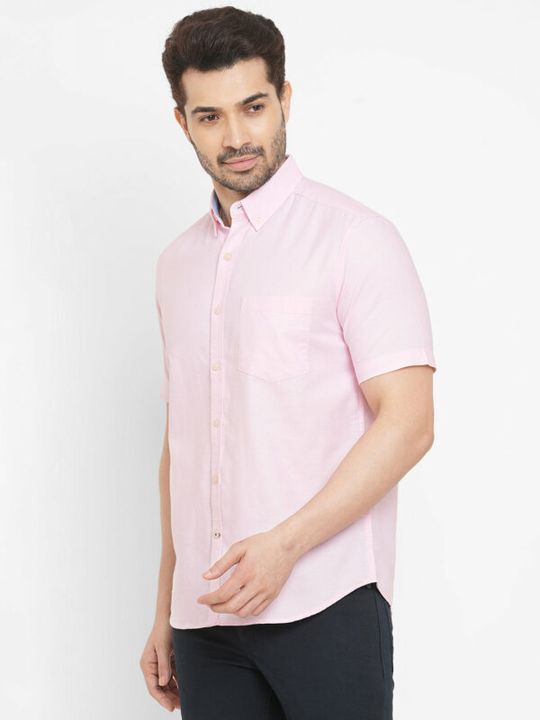 Men's Pink Oxford Cotton Regular Fit Shirt
