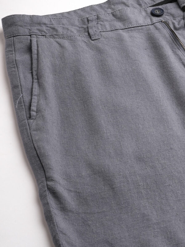 Men's Grey Linen Viscose Regular Fit Shorts