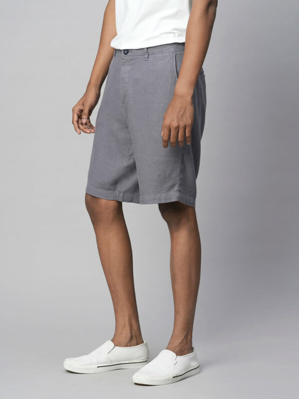 Men's Grey Linen Viscose Regular Fit Shorts