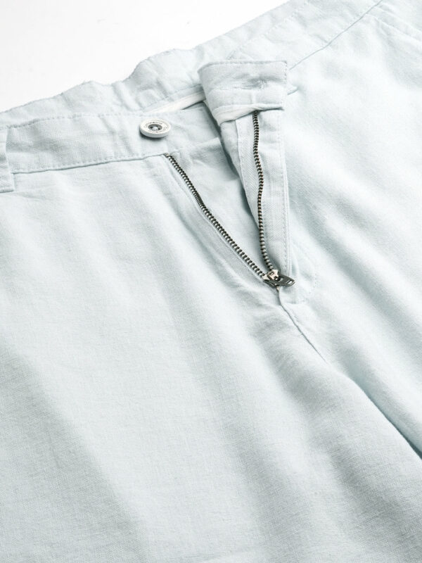 Men's Light Blue Linen Viscose Regular Fit Shorts