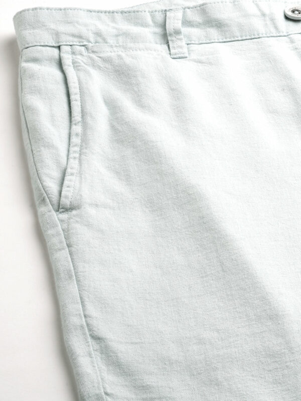 Men's Light Blue Linen Viscose Regular Fit Shorts