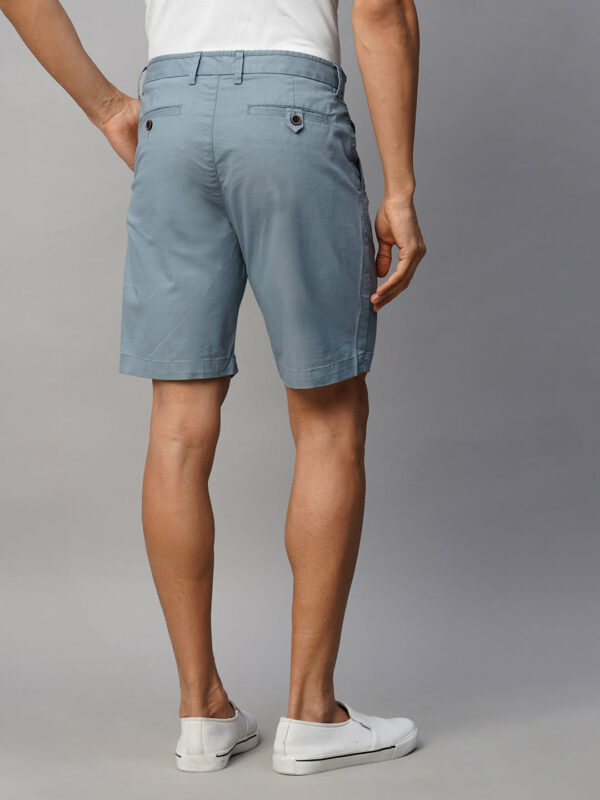 Men's Greyish Blue Cotton Lycra Regular Fit Shorts
