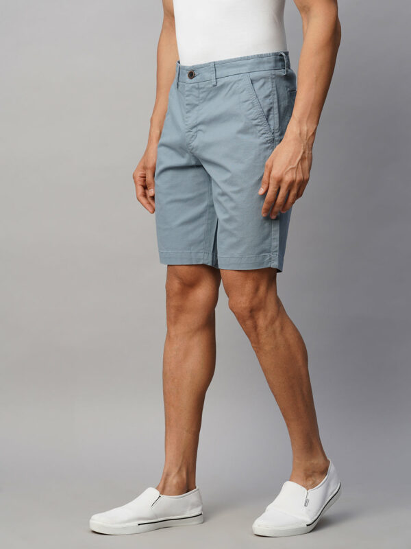 Men's Greyish Blue Cotton Lycra Regular Fit Shorts