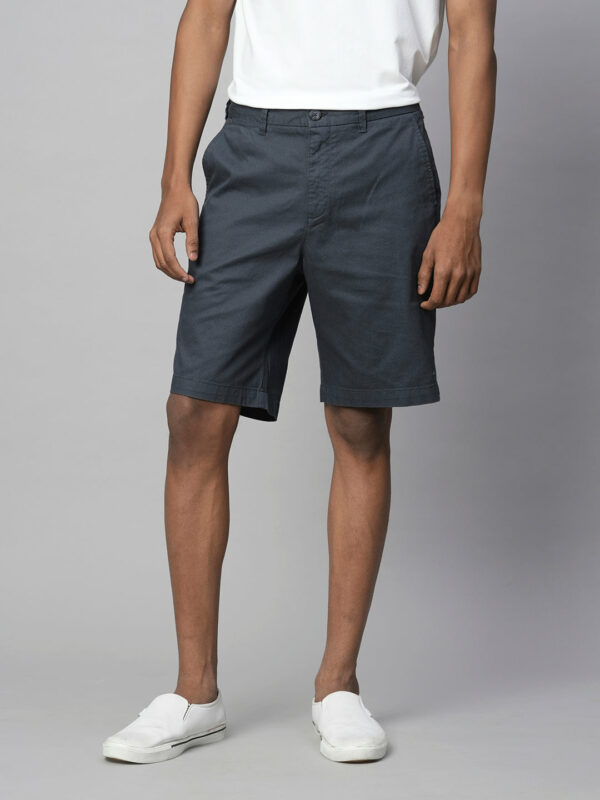 Men's Cotton Lycra Dk Blue Regular Fit Shorts