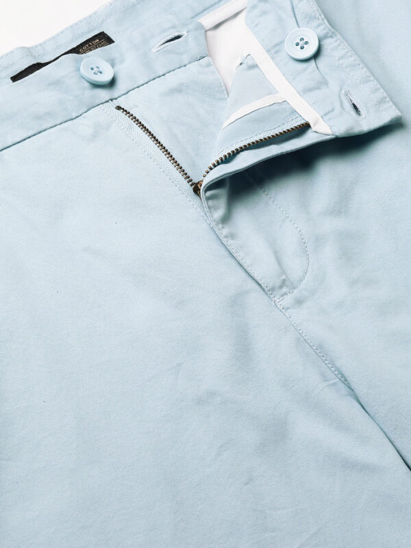 Men's Light Blue Cotton Regular Fit Shorts