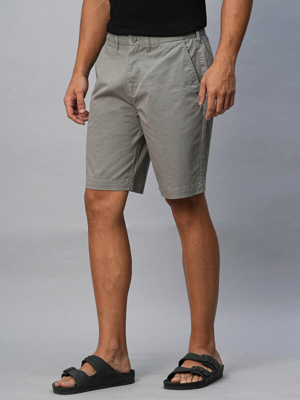 Men's Grey Cotton Lycra Regular Fit Shorts