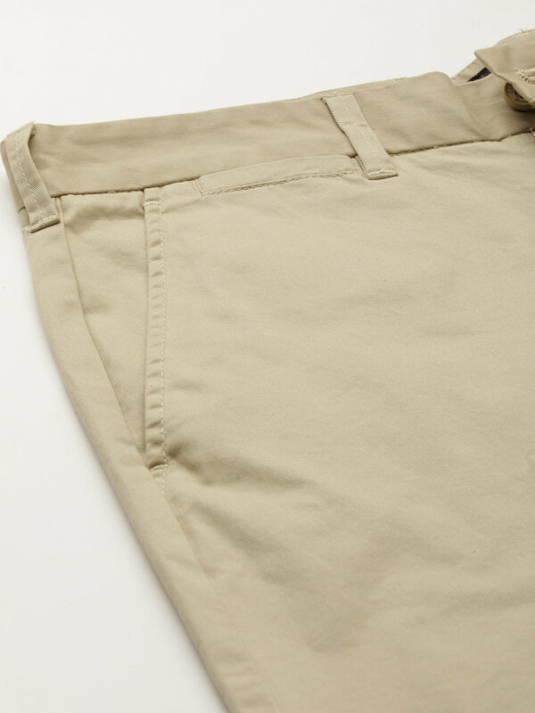 Men's Khaki Cotton Lycra Regular Fit Shorts