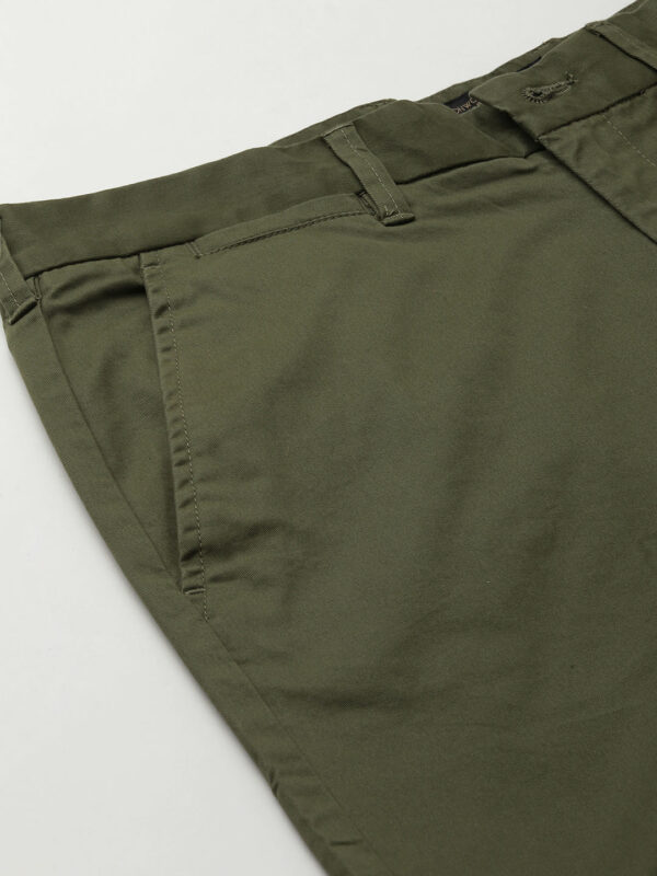 Men's Olive Cotton Lycra Regular Fit Shorts