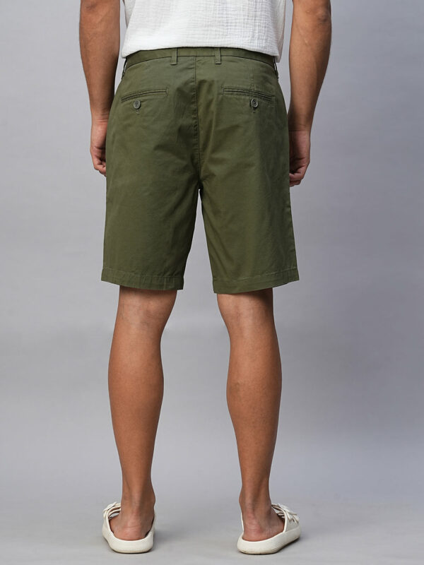 Men's Olive Cotton Lycra Regular Fit Shorts
