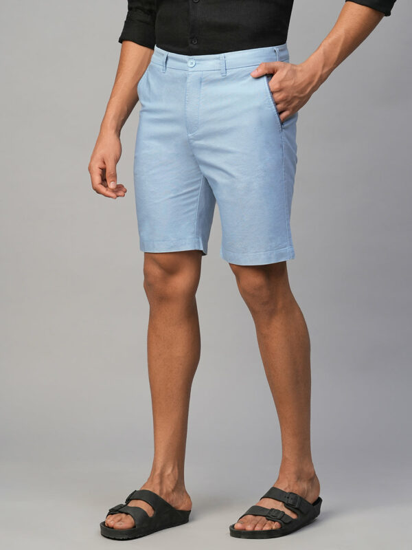 Men's Blue Cotton Regular Fit Shorts