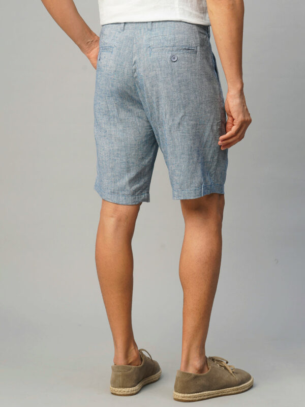 Men's Blue Linen Viscose Regular Fit Shorts