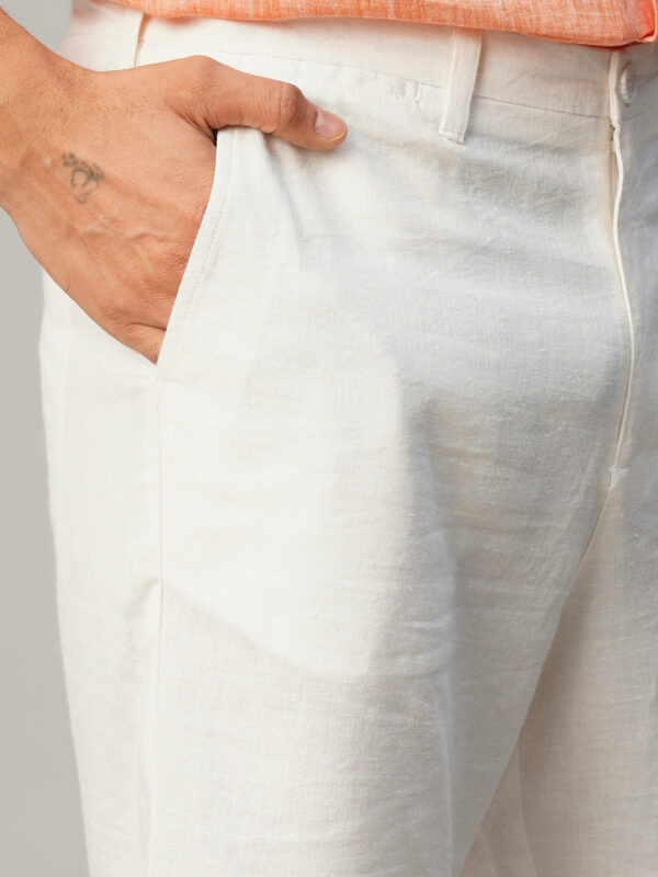Men's White Linen Viscose Regular Fit Shorts
