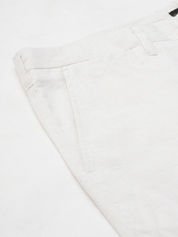 Men's White Linen Viscose Regular Fit Shorts