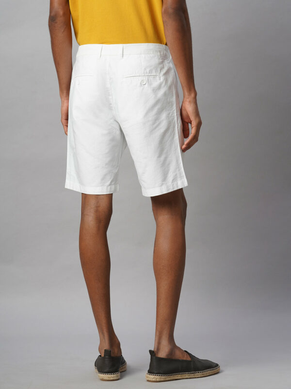 Men's White 100% Cotton Regular Fit Shorts