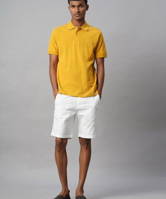 Men's White 100% Cotton Regular Fit Shorts