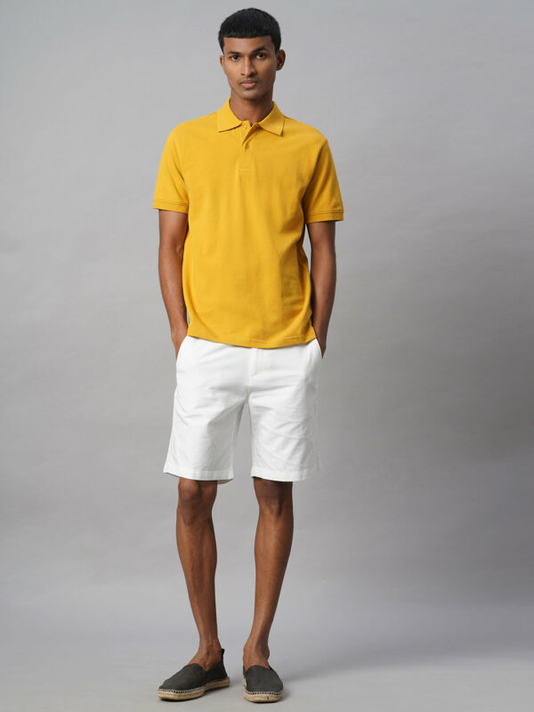 Men's White 100% Cotton Regular Fit Shorts