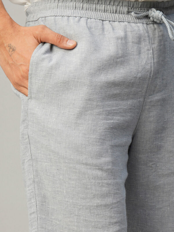 Men's Grey Cotton Linen Regular Fit Shorts