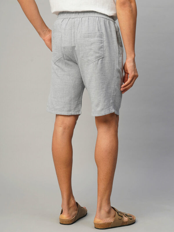Men's Grey Cotton Linen Regular Fit Shorts
