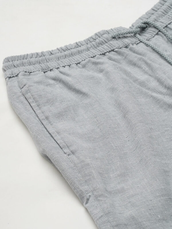 Men's Grey Cotton Linen Regular Fit Shorts