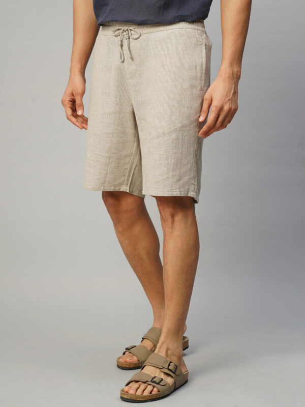 Men's Natural Cotton Linen Regular Fit Shorts