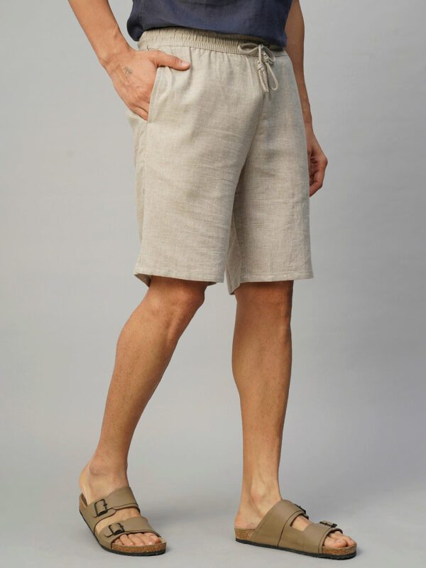 Men's Natural Cotton Linen Regular Fit Shorts